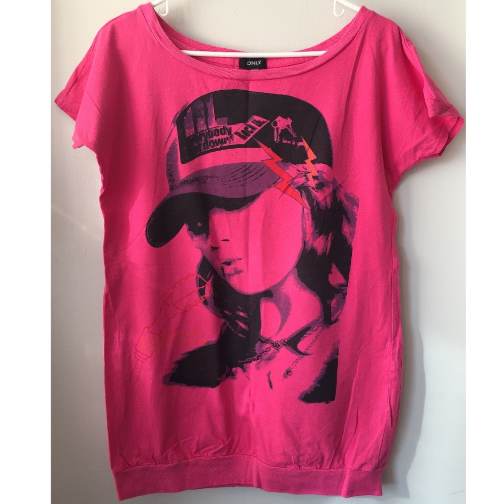 Pink Long Off Shoulder Tees